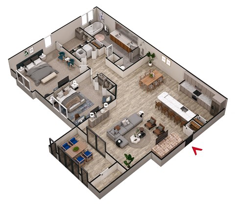 2 bed 2 bath B1 Floor Plan at Parc at 1875, College Park